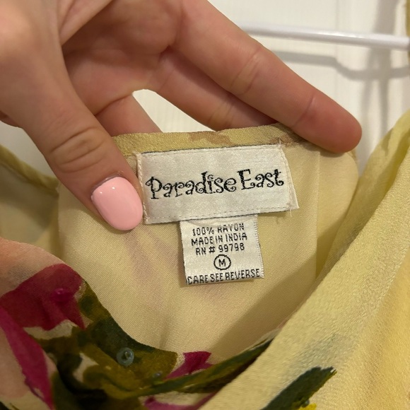 Vintage Yellow Floral Midi Dress - Picture 7 of 8